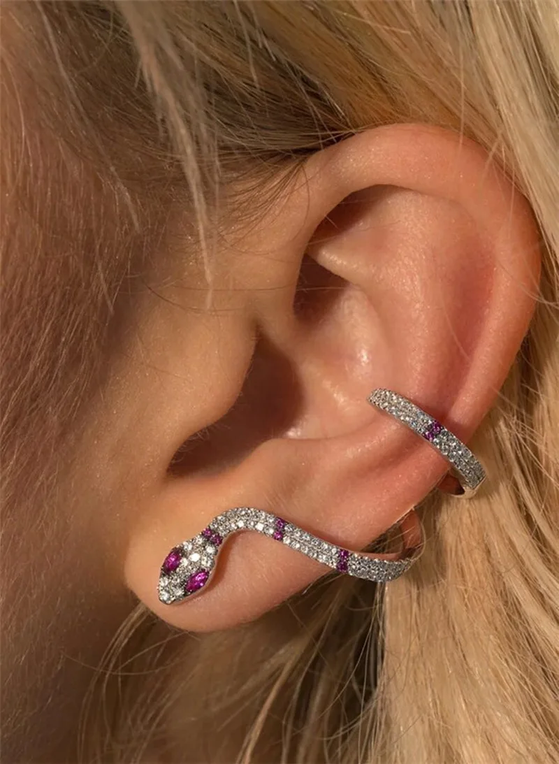 YP2183 Cute Purple Eyes Snake Animal 925 Sterling Silver Cuff Stud Earring Purple Zircon Wedding Cuff Clip Jewelry
YP2183 Cute Purple Eyes Snake Animal 925 Sterling Silver Cuff Stud Earring Purple Zircon Wedding Cuff Clip Jewelry