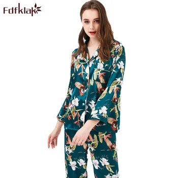 Fdfklak Women's Pajamas Autumn 2018 New Faux Silk Long Sleeve Sleepwear Pyjama Femme Sexy Lingerie Pijama Mujer Home Clothes
Fdfklak Women's Pajamas Autumn 2018 New Faux Silk Long Sleeve Sleepwear Pyjama Femme Sexy Lingerie Pijama Mujer Home Clothes