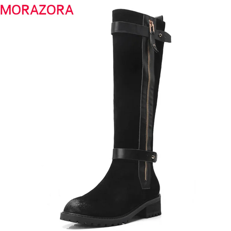 MORAZORA 2018 top quality suede leather knee high boots women round toe autumn winter boots simple zipper fashion shoes woman
MORAZORA 2018 top quality suede leather knee high boots women round toe autumn winter boots simple zipper fashion shoes woman