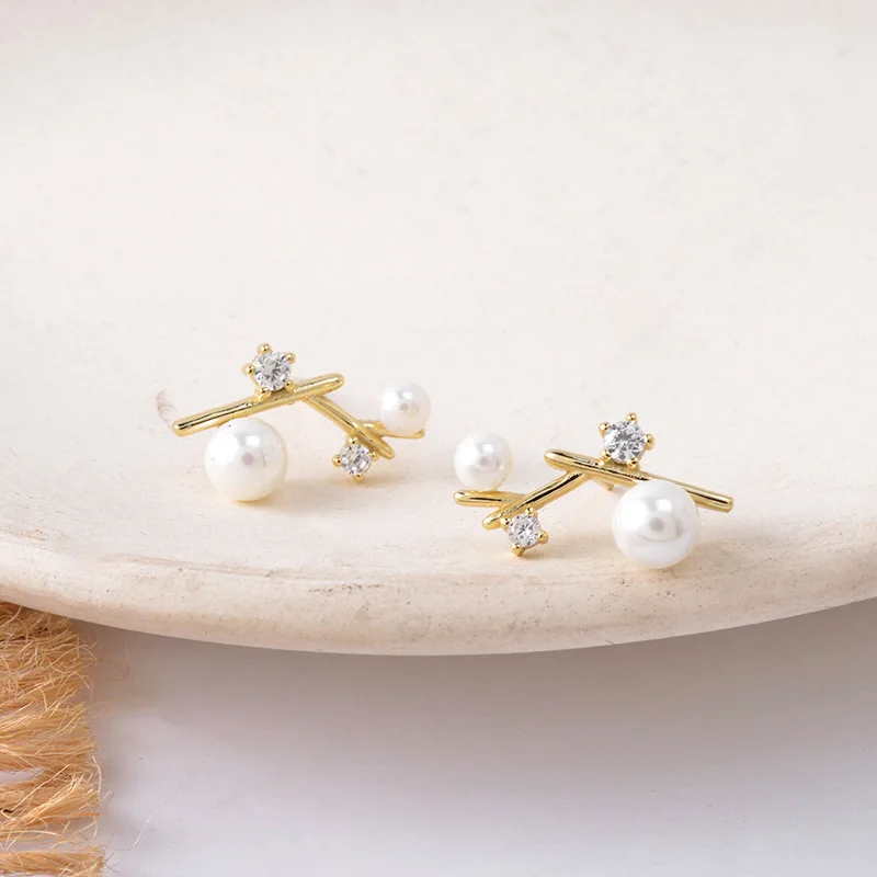 Fashion Cute Modern Style Geometric Lines Pearls Stud Earrings Exquisite Elegant Sterling Silver 925 Jewelry Women Earrings Gift
Fashion Cute Modern Style Geometric Lines Pearls Stud Earrings Exquisite Elegant Sterling Silver 925 Jewelry Women Earrings Gift