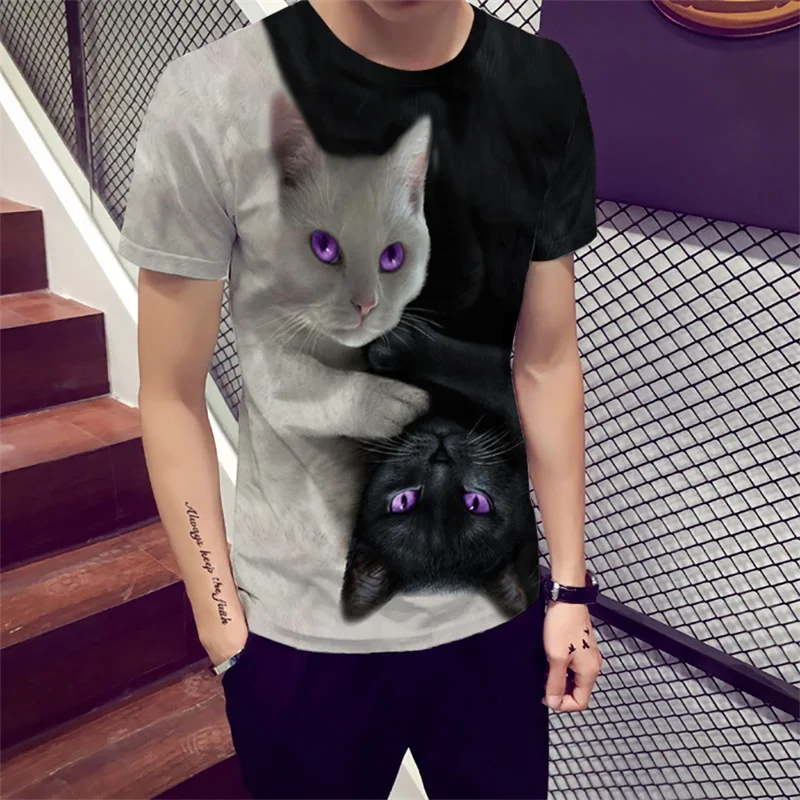 Men's Summer T-Shirt Creative The Observer Kitten Print Men's Shirt Short Sleeve Casual T-Shirt Cartoon Print Tide Short T-Shirt
Men's Summer T-Shirt Creative The Observer Kitten Print Men's Shirt Short Sleeve Casual T-Shirt Cartoon Print Tide Short T-Shirt