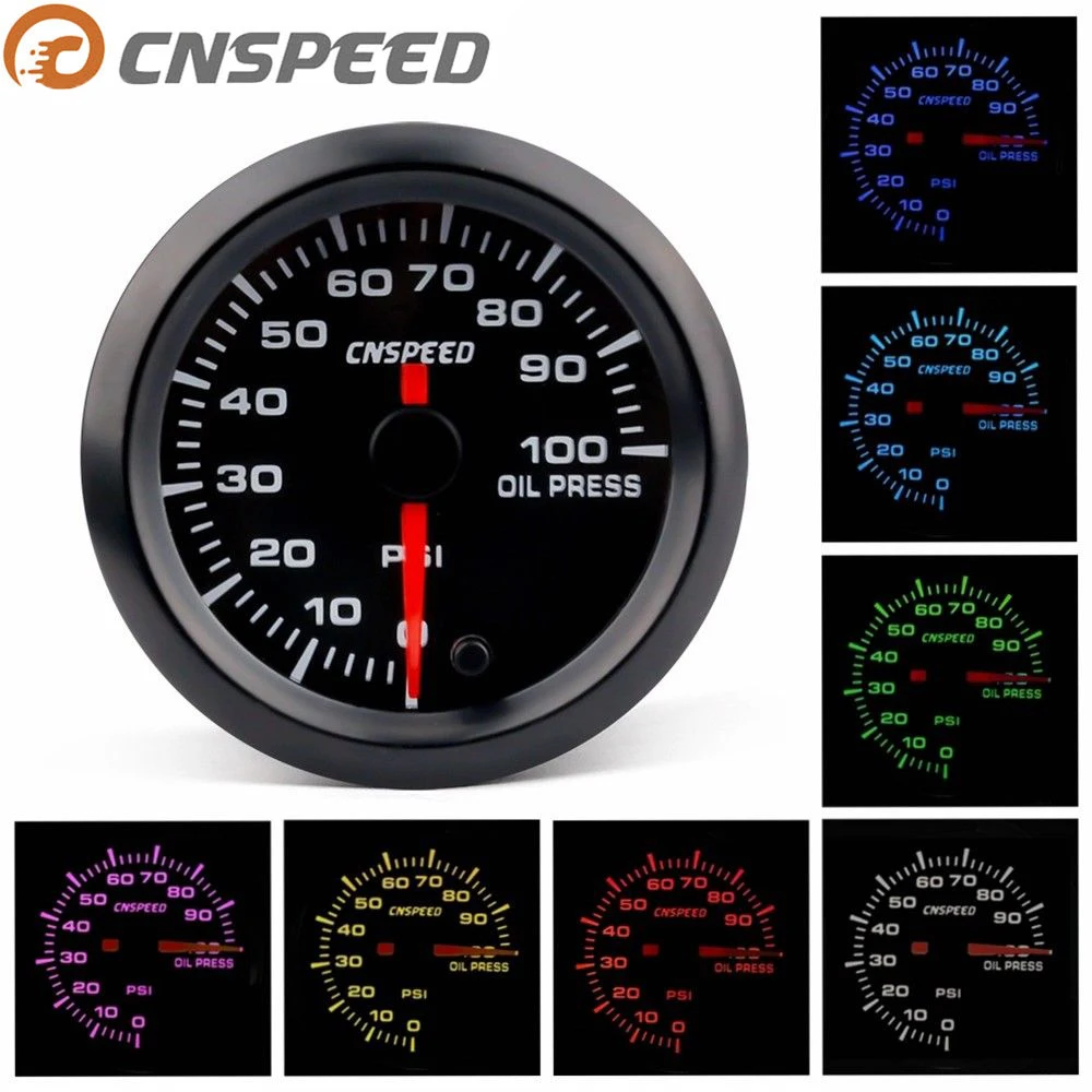 CNSPEED 52mm Oil Pressure Gauge Car 7 Colors LED 0-100PSI Oil Press High Speed Motor with Sensor YC101377
CNSPEED 52mm Oil Pressure Gauge Car 7 Colors LED 0-100PSI Oil Press High Speed Motor with Sensor YC101377