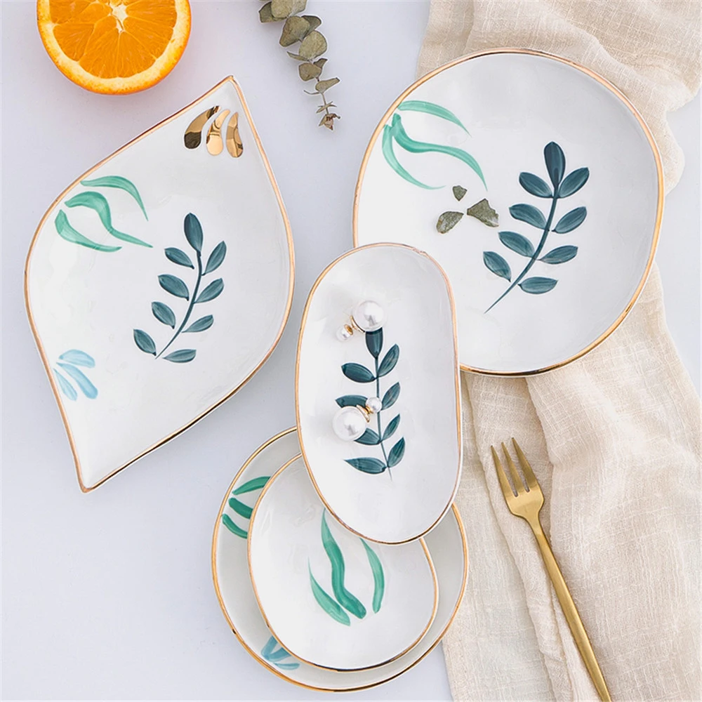 Scandinavian Creative Hand-Painted Gold-Rimmed Ceramic Tray Vogue Dinner Table Snack Dessert Plate Elegant Jewelry Storage Tray
Scandinavian Creative Hand-Painted Gold-Rimmed Ceramic Tray Vogue Dinner Table Snack Dessert Plate Elegant Jewelry Storage Tray