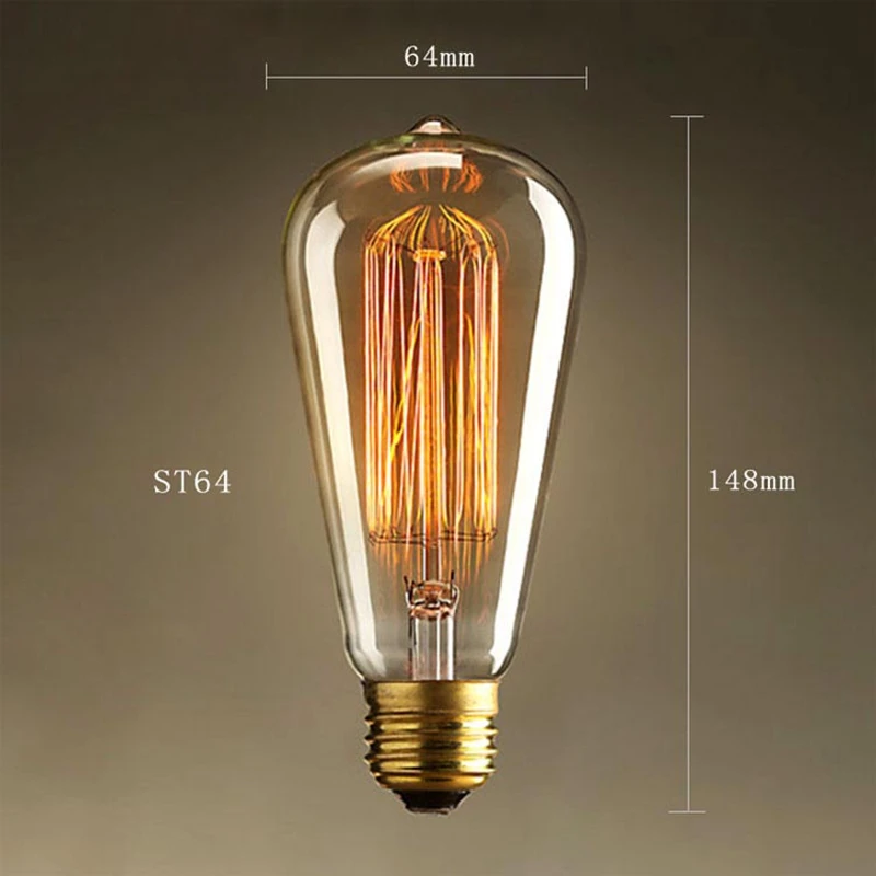 Retro Edison Light Bulb E27 110v 220V 40W /60W ST64 Filament Vintage Ampoule Incandescent Bulb Edison Lamp
Retro Edison Light Bulb E27 110v 220V 40W /60W ST64 Filament Vintage Ampoule Incandescent Bulb Edison Lamp