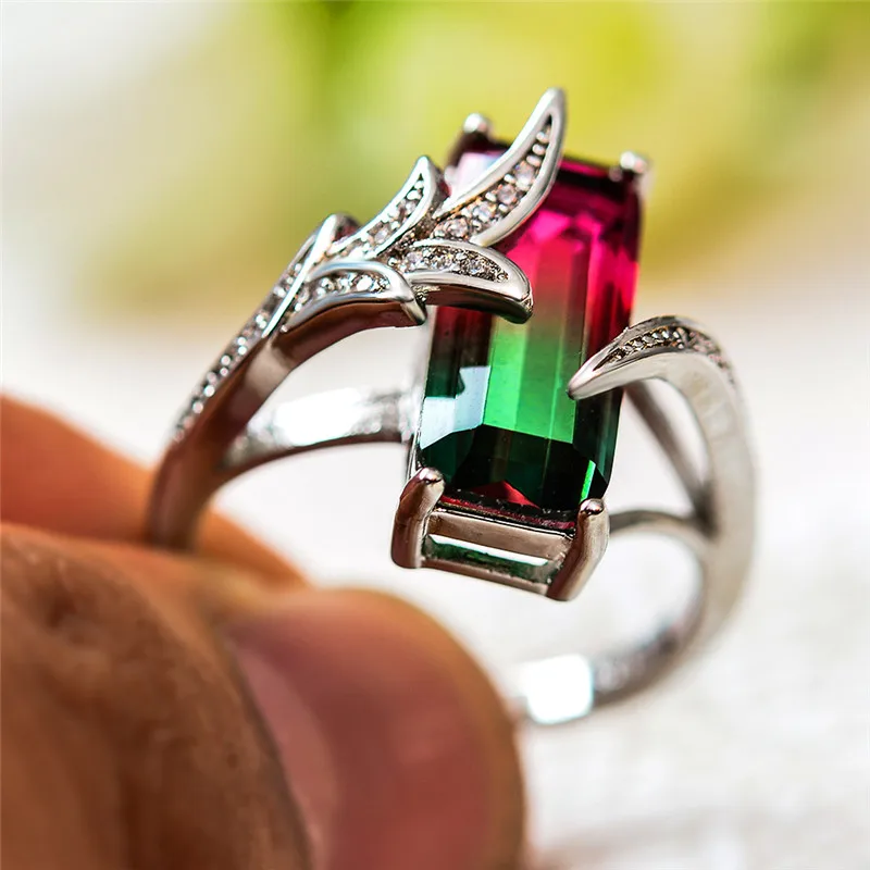 Charm Fashion Female Crystal Rainbow Ring 925 Silver Red Green Wedding Rings Promise Bridal Love Engagement Rings For Women
Charm Fashion Female Crystal Rainbow Ring 925 Silver Red Green Wedding Rings Promise Bridal Love Engagement Rings For Women