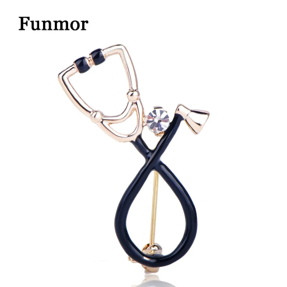 FUNMOR Black Enamel Stethoscope Shape Brooch Gold Color Crystal Tool Lapel Pins Doctor Brooches Badge Women Men Shirt Decoration
FUNMOR Black Enamel Stethoscope Shape Brooch Gold Color Crystal Tool Lapel Pins Doctor Brooches Badge Women Men Shirt Decoration
