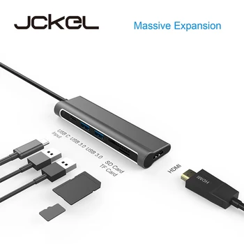 Jckel USB C HUB 3.1 to HDMI SD/TF Card Reader USB Type C Charging Port 2 USB 3.0 HUB Adapter for MacBook Pro Type C HUB
Jckel USB C HUB 3.1 to HDMI SD/TF Card Reader USB Type C Charging Port 2 USB 3.0 HUB Adapter for MacBook Pro Type C HUB