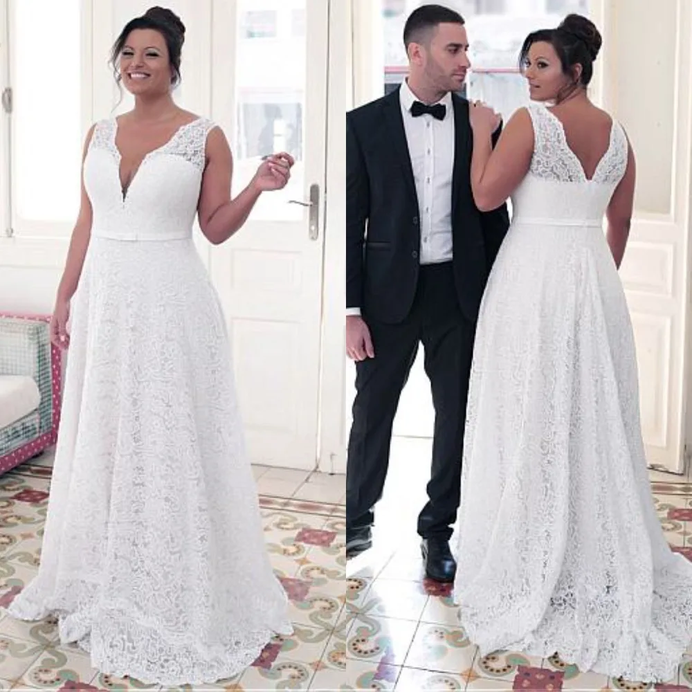 Fashionable V-Neck Lace Plus Size Wedding Dress A-Line Floor Length white ivory vestido de noiva brides dress ball gown
Fashionable V-Neck Lace Plus Size Wedding Dress A-Line Floor Length white ivory vestido de noiva brides dress ball gown