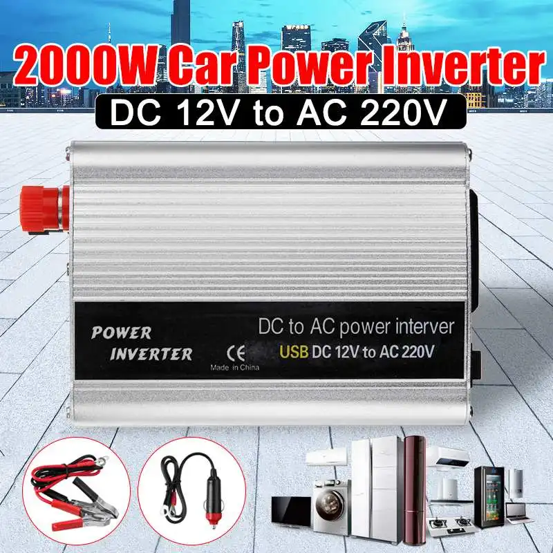 2000W DC 12V to AC 220V USB Car Power Inverter Charger Converter Adapter DC 12 to AC 220 Modified Sine Wave Voltage Converter
2000W DC 12V to AC 220V USB Car Power Inverter Charger Converter Adapter DC 12 to AC 220 Modified Sine Wave Voltage Converter