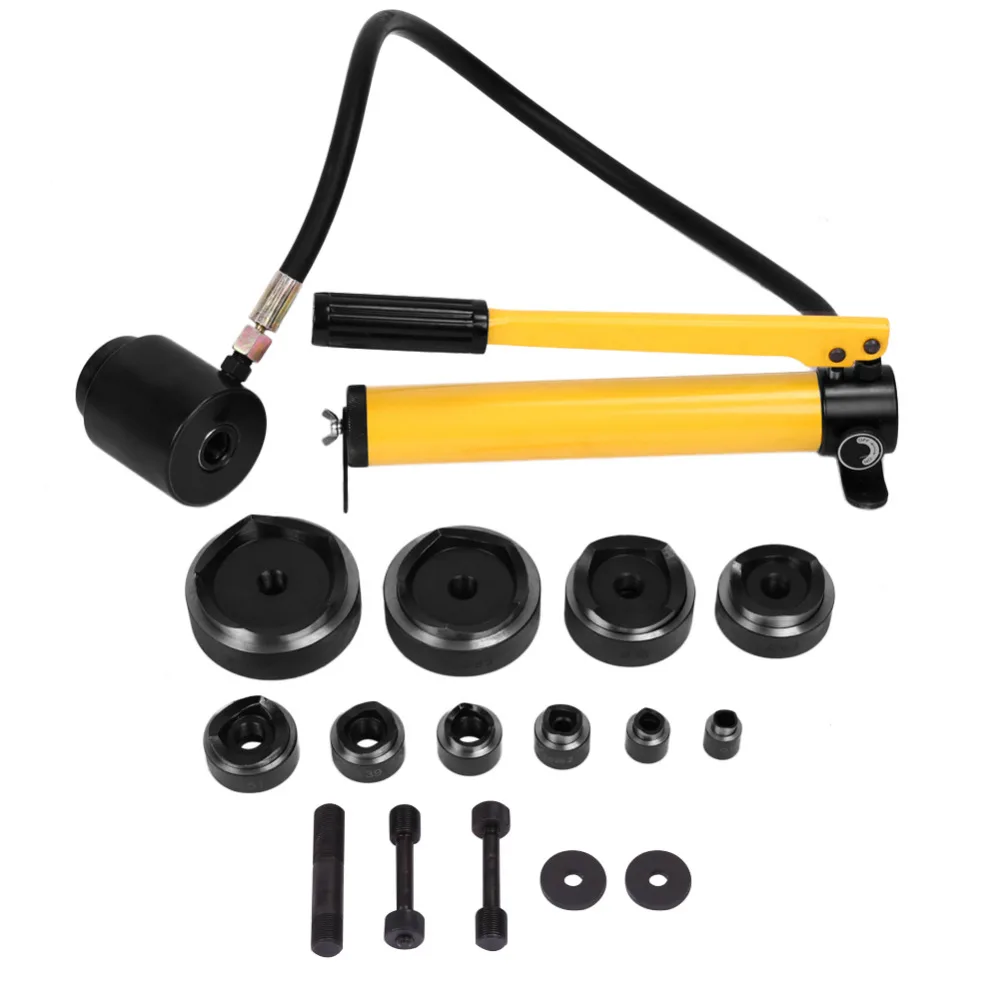 Hydraulic Hole Punch Metal Steel Plate Hole Punch Driver Tools Hand Pump with 10 Dies Tool 16mm to 101mm Metalworking Hole Punch
Hydraulic Hole Punch Metal Steel Plate Hole Punch Driver Tools Hand Pump with 10 Dies Tool 16mm to 101mm Metalworking Hole Punch