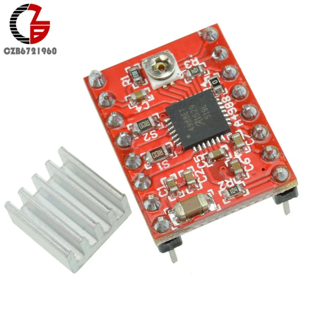 A4988 Reprap Stepper Motor Driver Board Stepper Driver Module for Arduino 3D Printer Parts Accessory with Heatsink Red
A4988 Reprap Stepper Motor Driver Board Stepper Driver Module for Arduino 3D Printer Parts Accessory with Heatsink Red