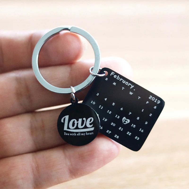 Personalized Calendar Keychain Hand Carved Calendar Highlighted With Heart Date Keyring Stainless Steel 1pc New
Personalized Calendar Keychain Hand Carved Calendar Highlighted With Heart Date Keyring Stainless Steel 1pc New