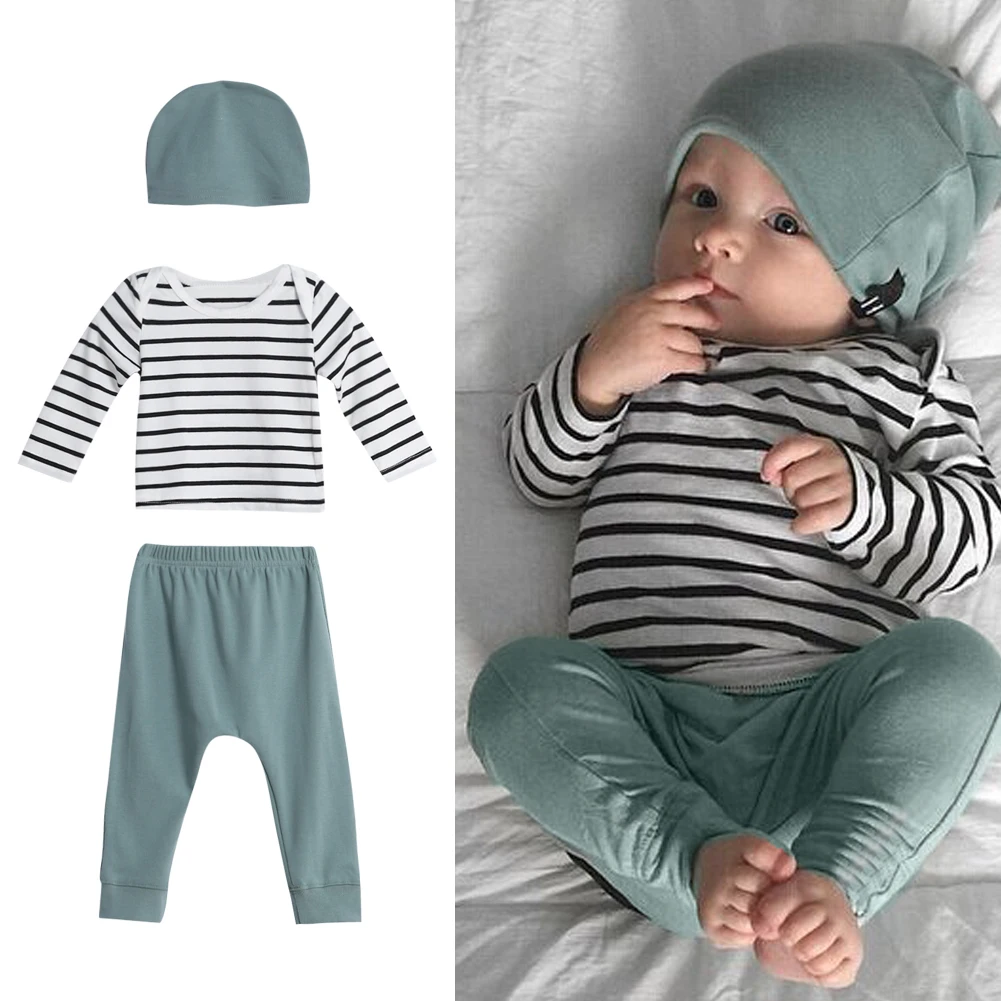 Baby Clothing Set Infant Toddler Kids Boys Girls Clothes Long Sleeve Striped Tops Pants Hat Outfit3Pcs Suits Children Clothing
Baby Clothing Set Infant Toddler Kids Boys Girls Clothes Long Sleeve Striped Tops Pants Hat Outfit3Pcs Suits Children Clothing