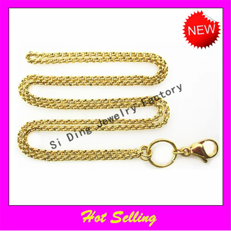 

Hot Selling 24 Inches 10pcs Stainless Steel Rolo Chain Floating Charm Memory Locket DIY Necklace Jewelry