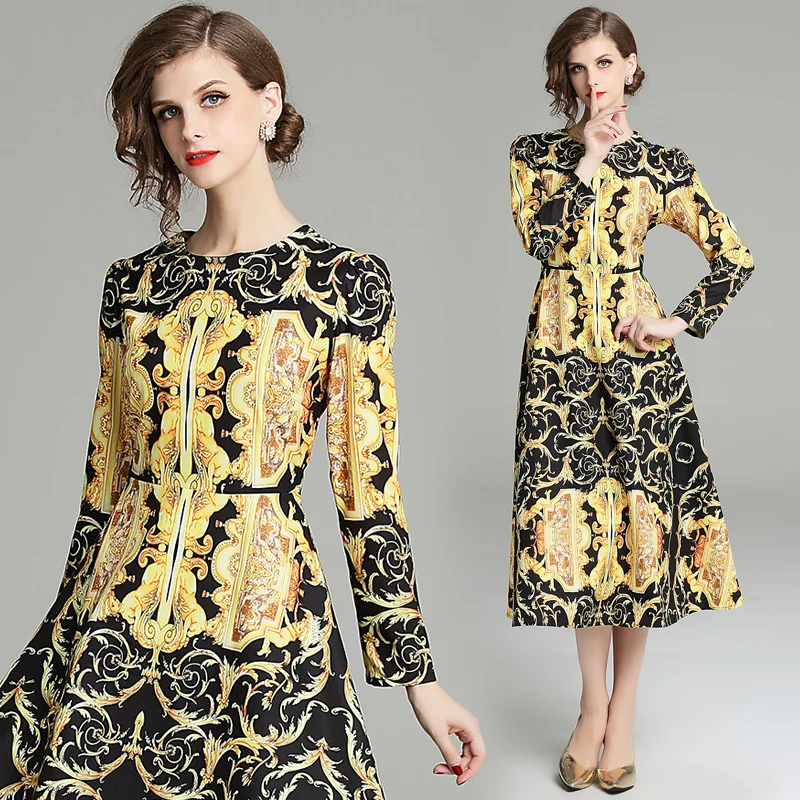 Restoring ancient ways - autumn outfit new print dress long-sleeved round collar show thin waist of the dress
Restoring ancient ways - autumn outfit new print dress long-sleeved round collar show thin waist of the dress