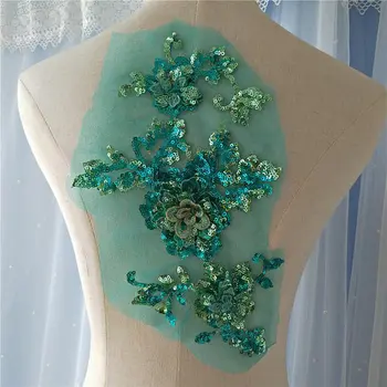 10pieces green heavy bead lace applique, 3D sequined applique, 3d sequin flower applique, heavy embroidered flower
10pieces green heavy bead lace applique, 3D sequined applique, 3d sequin flower applique, heavy embroidered flower