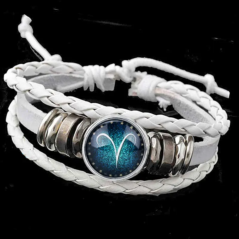 Rivca 12 Constellations Bracelet 2018 New Fashion WHITE Leather Bracelet Men Women Zodiac Punk Bracelet With Night Shine Bead
Rivca 12 Constellations Bracelet 2018 New Fashion WHITE Leather Bracelet Men Women Zodiac Punk Bracelet With Night Shine Bead