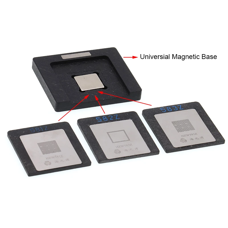 BGA Reballing Stencil Kit for A11 A10 A9 A8 CPU Planting Solder Rework With Magnetic Positioning Platform
BGA Reballing Stencil Kit for A11 A10 A9 A8 CPU Planting Solder Rework With Magnetic Positioning Platform