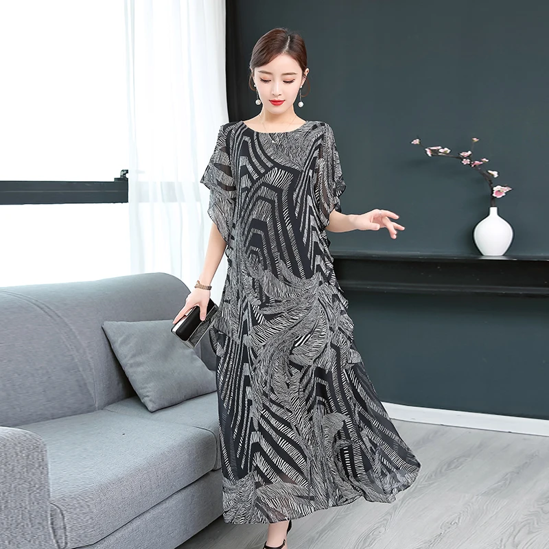 4xl New Fashion Women 95% silk Batwing Sleeve Print Loose long Dress Vestidos Summer Dress big size Elegant dresses High End
4xl New Fashion Women 95% silk Batwing Sleeve Print Loose long Dress Vestidos Summer Dress big size Elegant dresses High End