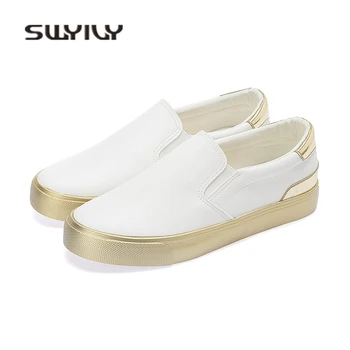 SWYIVY White Shoes Sneakers Woman Flat 2018 Spring Gold Leather Female Casual Shoes Waterproof Slip On Lazy Shoes Sneakers Woman
SWYIVY White Shoes Sneakers Woman Flat 2018 Spring Gold Leather Female Casual Shoes Waterproof Slip On Lazy Shoes Sneakers Woman