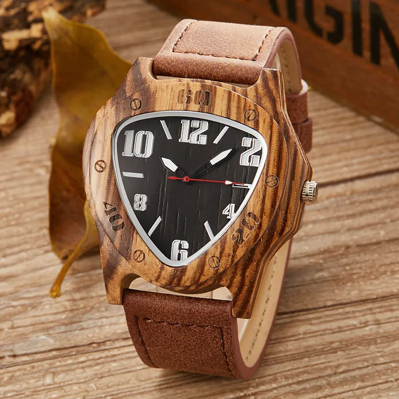 Fashion Men's Creative Inverted Triangle Wood Watch Man Retro Cool Quartz Genuine Leather Bamboo Wooden Wristwatches Gifts Clock
Fashion Men's Creative Inverted Triangle Wood Watch Man Retro Cool Quartz Genuine Leather Bamboo Wooden Wristwatches Gifts Clock