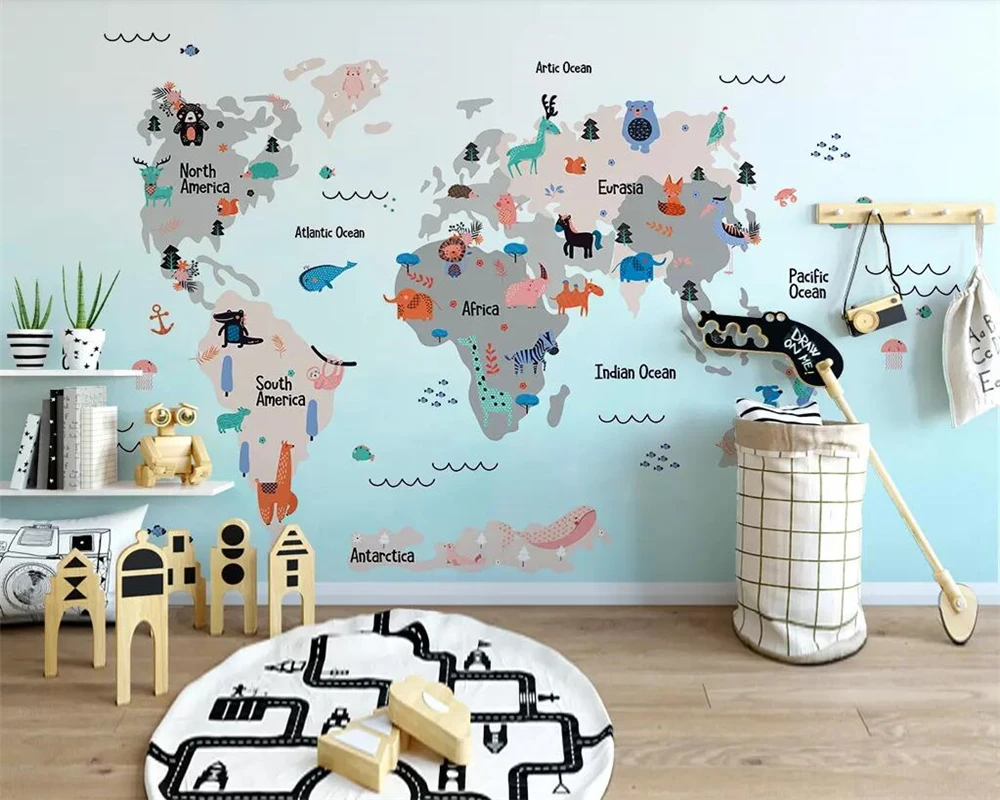 Beibehang Custom wallpaper mural hand drawn cartoon world animal map children room decoration mural background wall 3d wallpaper
Beibehang Custom wallpaper mural hand drawn cartoon world animal map children room decoration mural background wall 3d wallpaper