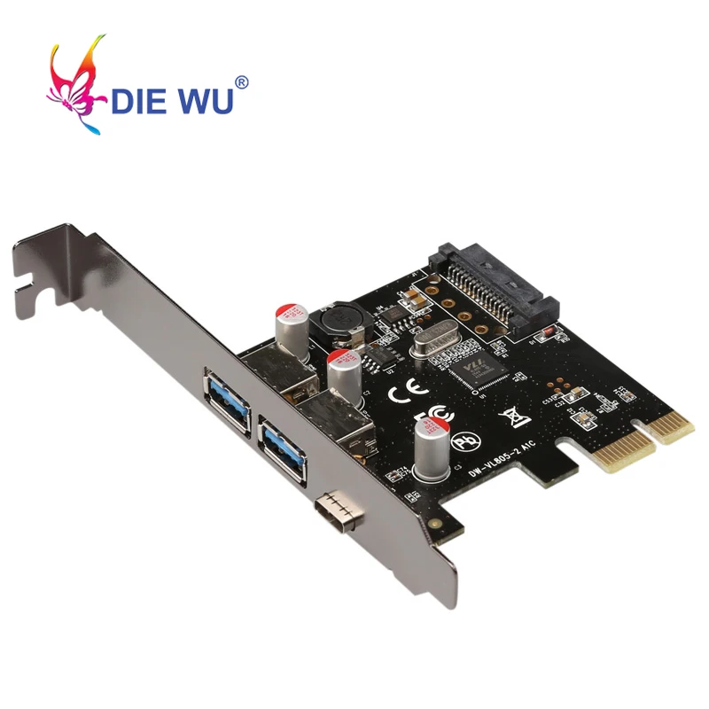 

diewu computer accessories USB 3.1 Type-C 2 usb 3.0 type-A SATA 15PIN USB header PCI-e riser Card Desktop PCI Express