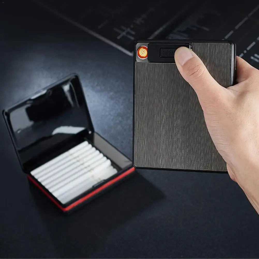 New 20-pack metal cigarette case USB charged electronic lighter creative cigarette box cigarette holder 40P
New 20-pack metal cigarette case USB charged electronic lighter creative cigarette box cigarette holder 40P