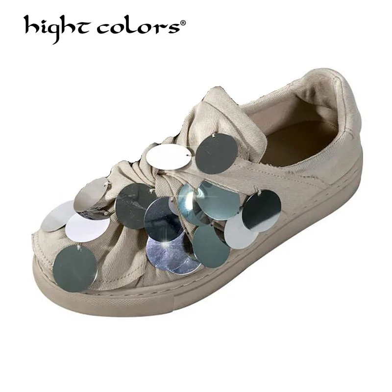 Women Shoes 2018 fashion summer casual Ladies Shoes cutouts lace canvas Bling breathable platform flat Shoes woman