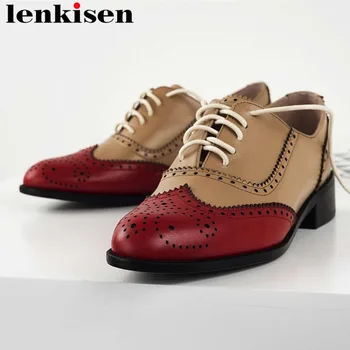 2019 british style chunky low heels mixed colors natural leather lace up round toe retro vintage simple style leisure pumps L22
2019 british style chunky low heels mixed colors natural leather lace up round toe retro vintage simple style leisure pumps L22