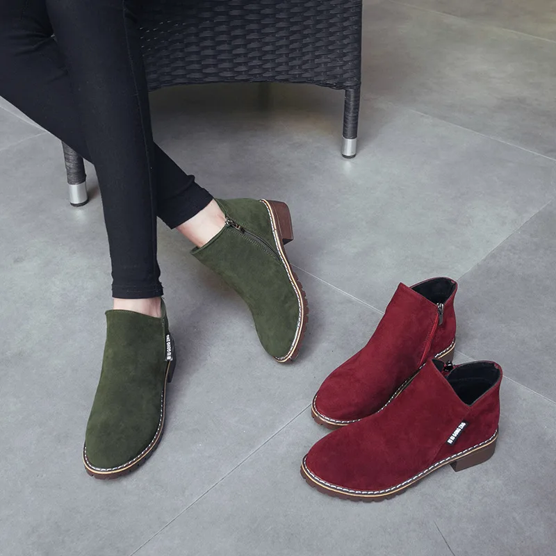 2018 New Fashion Women Martin Boots Winter Suede Warm Plush Fur Shoes Woman Feminina Female Motorcycle Ankle Boots Women