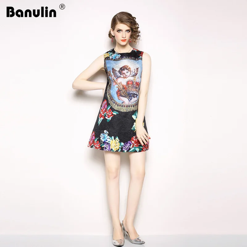 Banulin High Quality 2019 New Runway Summer Dress Women's Sleeveless Tank Angel Flower Printed Casual Party Mini Short Dresses
Banulin High Quality 2019 New Runway Summer Dress Women's Sleeveless Tank Angel Flower Printed Casual Party Mini Short Dresses
