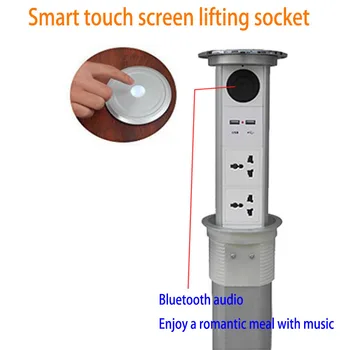 Touch Screen Intelligent Lift/Desktop Socket/Bluetooth Audio Play Music/Enjoy Quality Romantic Life/2 Bit Power+USB Charging 
Touch Screen Intelligent Lift/Desktop Socket/Bluetooth Audio Play Music/Enjoy Quality Romantic Life/2 Bit Power+USB Charging