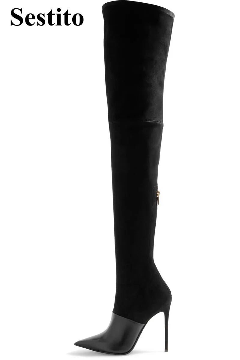 European Fashion Solid Pointed Toe Side Zip Over-the-Knee Women Boots Super High Thin Heels Long Thigh High Boots Ladies Shoes
European Fashion Solid Pointed Toe Side Zip Over-the-Knee Women Boots Super High Thin Heels Long Thigh High Boots Ladies Shoes
