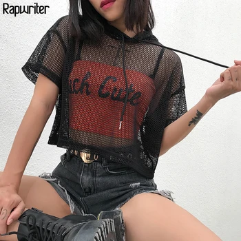 Rapwriter Streetwear Short Sleeve Loose Transparent Net Hoodies Sweatshirts Women 2019 Summer Black Hip Hop Harajuku Crop Top
Rapwriter Streetwear Short Sleeve Loose Transparent Net Hoodies Sweatshirts Women 2019 Summer Black Hip Hop Harajuku Crop Top