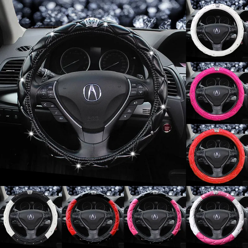 Car steering wheel cover PU Luxury Crystal Crown Studded Rhinestone Leather Car Steering Wheel Cover Diamond Steering Covers
Car steering wheel cover PU Luxury Crystal Crown Studded Rhinestone Leather Car Steering Wheel Cover Diamond Steering Covers