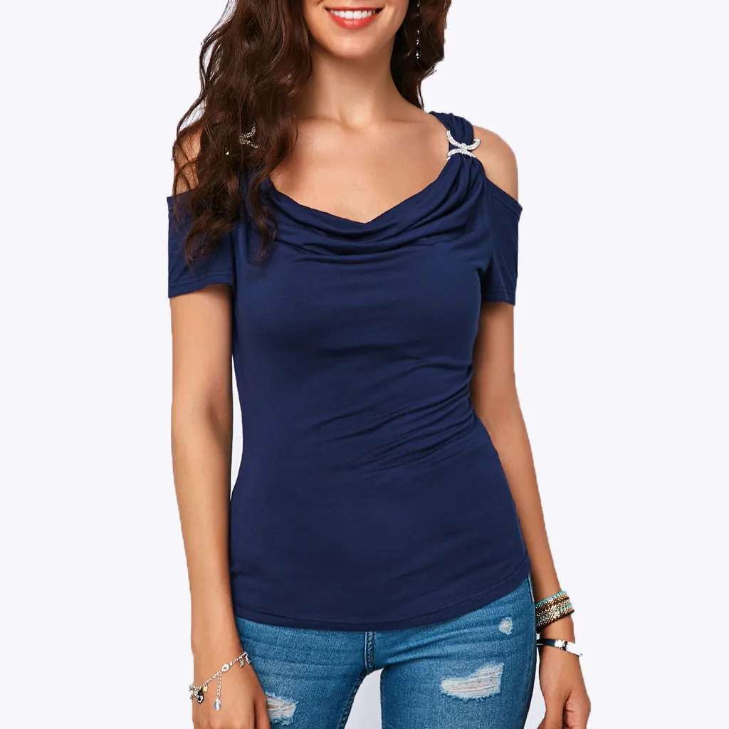 2019 Summer Blouse Cold Shoulder Tops Draped Collar Sexy Shirt Casual Short Sleeve Tops Womens Tee Shirt Top Sexy Female Blusas
2019 Summer Blouse Cold Shoulder Tops Draped Collar Sexy Shirt Casual Short Sleeve Tops Womens Tee Shirt Top Sexy Female Blusas