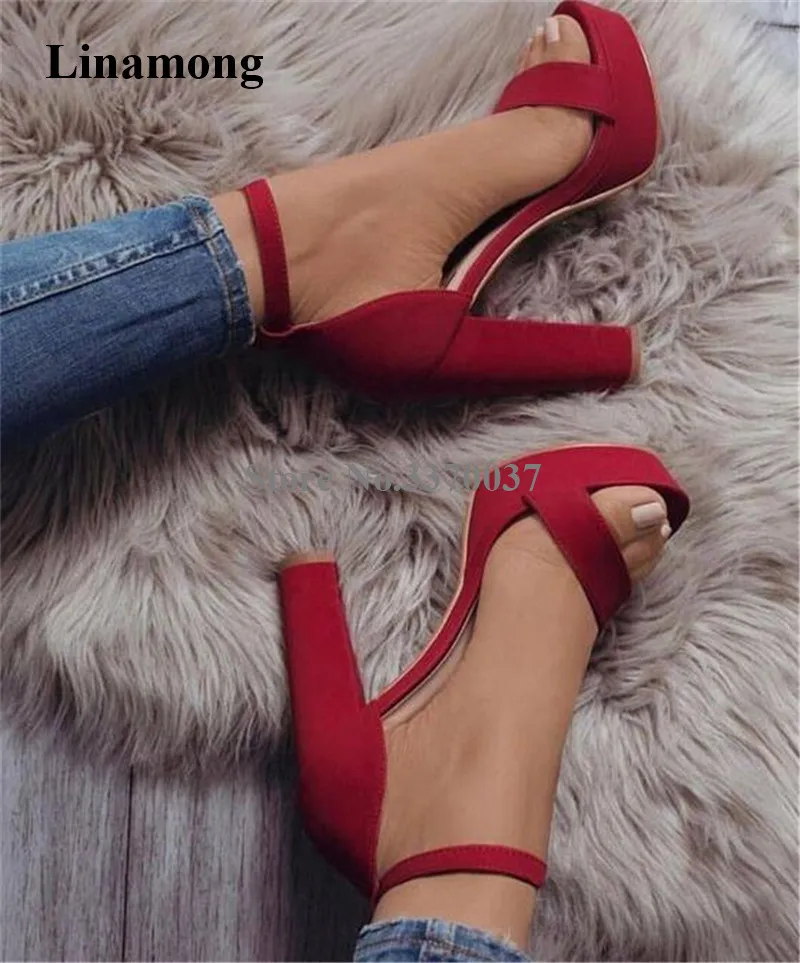 Women Fashion Open Toe Suede Leather High Platform Chunky Heel Sandals Red Pink Ankle Buckle Strap High Heel Sandals Dress Heels
Women Fashion Open Toe Suede Leather High Platform Chunky Heel Sandals Red Pink Ankle Buckle Strap High Heel Sandals Dress Heels