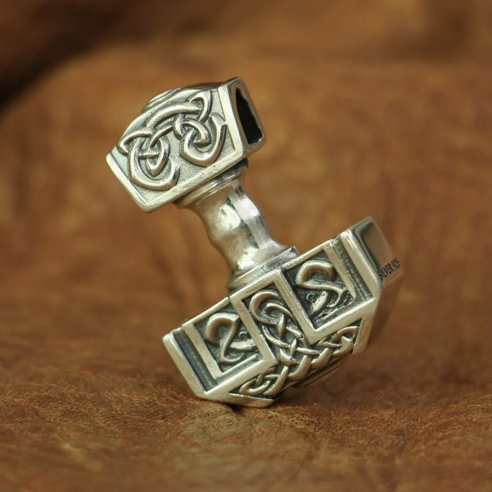 LINSION 925 Sterling Silver High Details Thor's Hammer Mens Biker Punk Pendant TA137 | Украшения и аксессуары