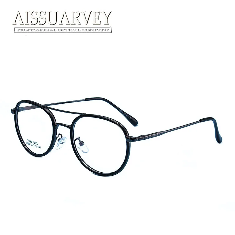 

Vintage Round Metal Eyeglasses Frames Men Women Glasses Double Bridge Fashion Optical Eyewear Prescription Clear Lenses Print