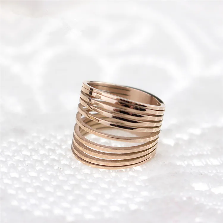 YUN RUO Brand Rose Gold Color Multilayer Spring Rings Titanium Steel Fashion Jewelry New Design Woman Never Fade Free Shipping
YUN RUO Brand Rose Gold Color Multilayer Spring Rings Titanium Steel Fashion Jewelry New Design Woman Never Fade Free Shipping
