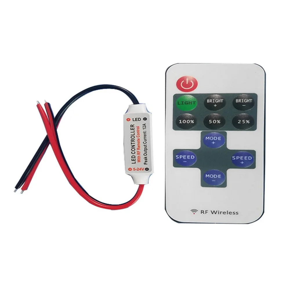 1 X 12V Wire RF Wireless Switch Controller Dimmer for Mini LED Strip Light Bright LED Controller With RF Remote Control
1 X 12V Wire RF Wireless Switch Controller Dimmer for Mini LED Strip Light Bright LED Controller With RF Remote Control