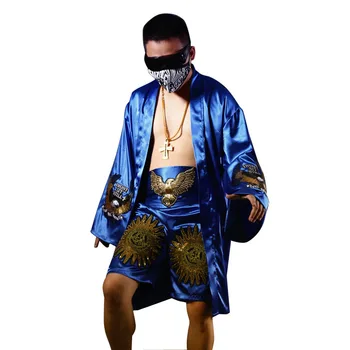 Men 2 Pieces (shirt+shorts) Long Cardigan Robe Kimono Shirt Jacket Fashion Hip Hop Male Nightclub Stage Wear Boxer Costume
Men 2 Pieces (shirt+shorts) Long Cardigan Robe Kimono Shirt Jacket Fashion Hip Hop Male Nightclub Stage Wear Boxer Costume