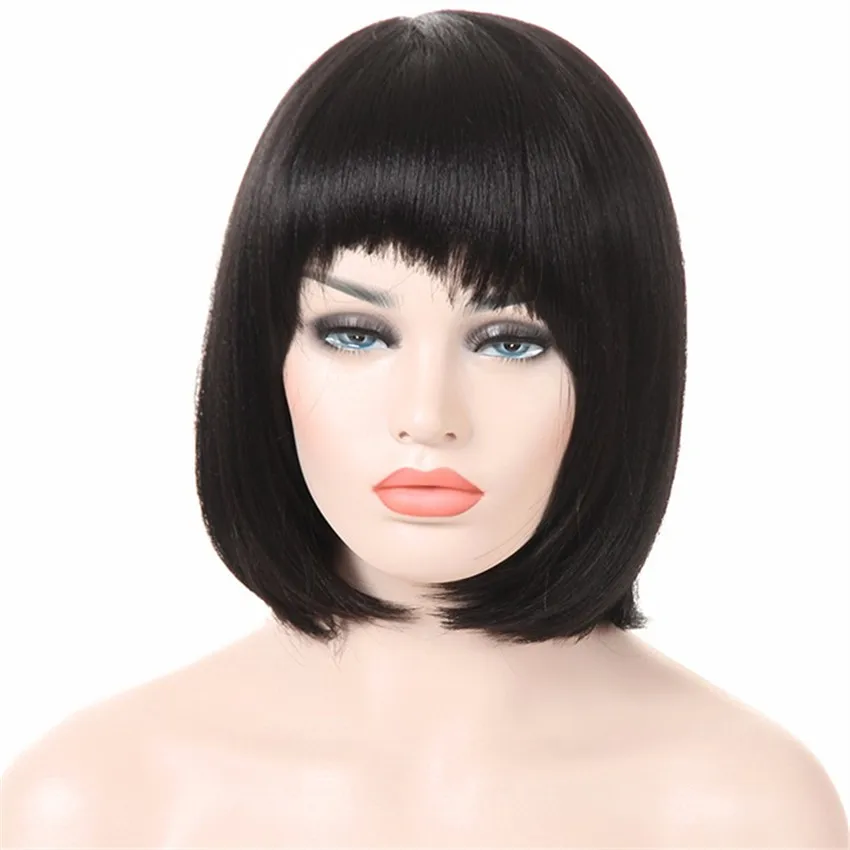 Feibin Short Wigs With Bangs For Women Synthetic Black Straight Hair Full Head 12inch
Feibin Short Wigs With Bangs For Women Synthetic Black Straight Hair Full Head 12inch