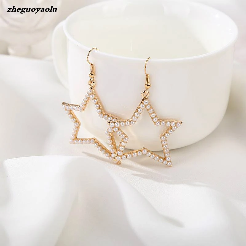 Korean Version Of The Geometric Pearl Earring Five-pointed Stars Girl Heart Retro Pop Earrings Fashion Jewelry Oorbellen Brincos
Korean Version Of The Geometric Pearl Earring Five-pointed Stars Girl Heart Retro Pop Earrings Fashion Jewelry Oorbellen Brincos