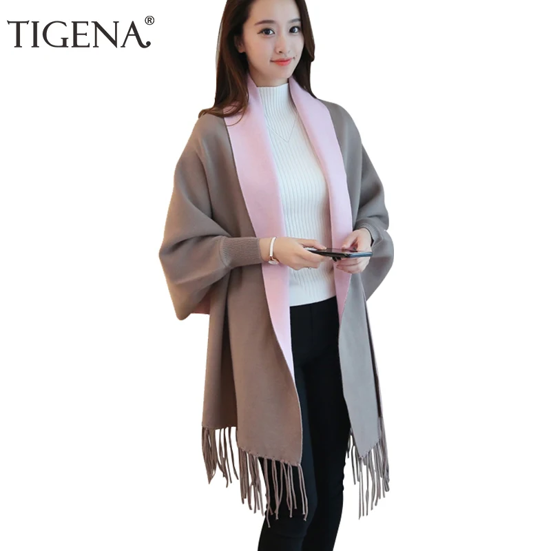 TIGENA Tassel Ponchos And Capes 2019 Autumn Winter Long Cardigan Female Batwing Sleeve Warm Knitted Cardigans Women Sweater
TIGENA Tassel Ponchos And Capes 2019 Autumn Winter Long Cardigan Female Batwing Sleeve Warm Knitted Cardigans Women Sweater