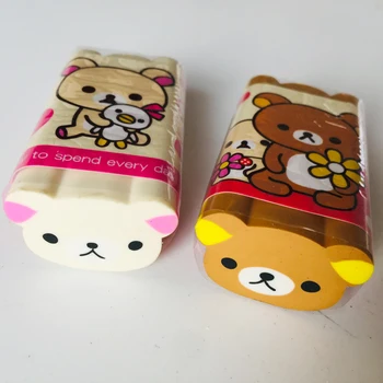 

1X Cartoon Happy Brown Bear Eraser Rubber Erasers Correction School Office Supply Student Stationery Kid Gift