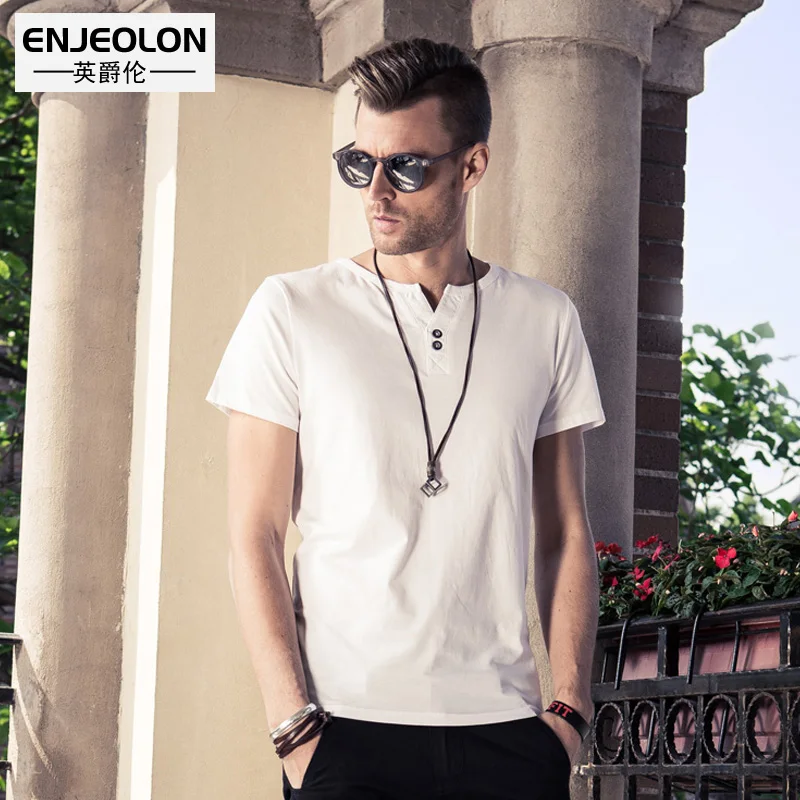 Enjeolon brand quality 6 color solid t shirt men,cotton V-neck clothing base fit casual men t-shirts plus size S 4XL T1530
Enjeolon brand quality 6 color solid t shirt men,cotton V-neck clothing base fit casual men t-shirts plus size S 4XL T1530