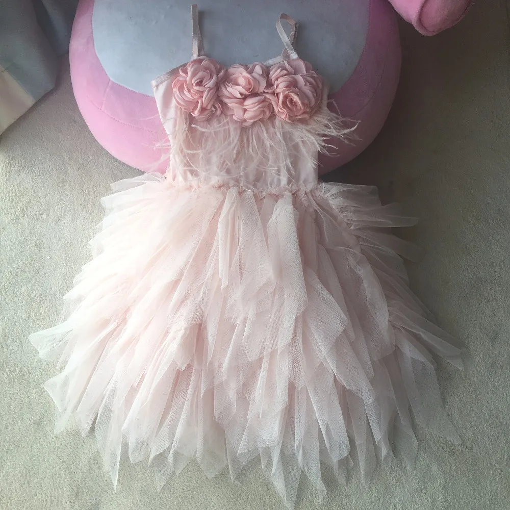 Милое Новогоднее розовое платье принцессы с цветочным принтом для девочек