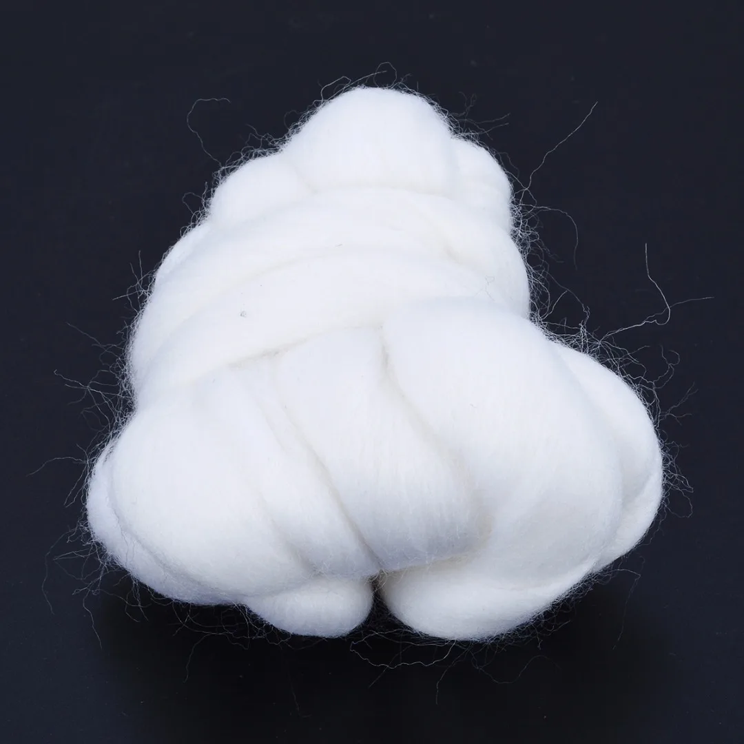 50g Fluffy Soft Wool Fiber White Merino Dyed Wool Tops Roving Wool Fibre For Needle Felting Spinning Sewing Projects